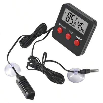 Reptile Thermometer And Humidity Gauge With Probes And Suction Cup Reptile Terrarium Thermometer Hygrometer Digital Display Indoor Outdoor Aquarium Thermometer