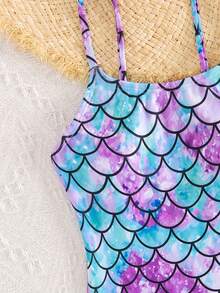 Fashionable & Cute Digital Print Knit Camisole Romper, Suitable For Summer Beach Vacation Bikini Wear - Multicolor - View 4