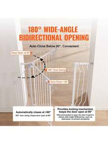 Baby Gate, 29.5"-39" Extra Wide, 30" High, Dog Gate For Stairs Doorways And House, Easy Step Walk Thru Auto Close Child Gate Pet Security Gate With Pressure Mount Kit And Wall Mount Kit - 白色 - 查看 4