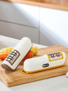 1pc Electric Knife Sharpener, Automatic Kitchen Knife Sharpener, Electric Professional Kitchen Knife Sharpening Tool, Fully Automatic Tableware Kitchen Knife Sharpener, Suitable For All Knives, Whetstone, Blade Grinder, Non-Slip Bottom. - Multicolor - View 10