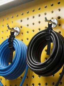 2个17/25英寸可调节延长线收纳架，带三角夹，适用于车库整理和存放，重型延长线挂钩，男士工作室适用（黑色） - 彩色 - 查看 7