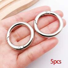 5pcs Round Snap Buckle Round Clip Hook Swivel Clasp Hooks Key Rings Zinc Alloy Round Spring Snap Keychain Rings For Keys, Crafts, Handbags