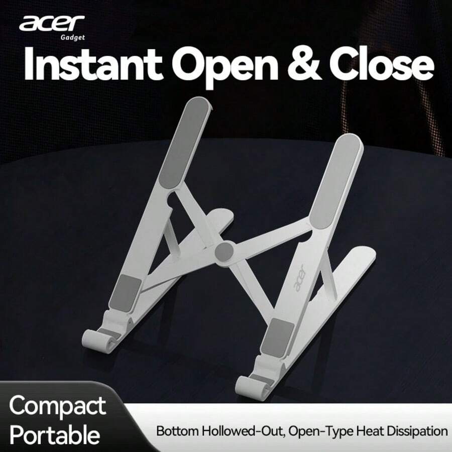 Acer 【宏碁官方正品】AMS026 笔记本电脑支架，8 档高度可调，可折叠，便携，符合人体工学设计，节省空间，经久耐用且稳定 - 白色 - 查看 1