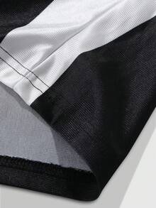 黑白撞色篮球球衣套装，24号球衣号码和星形徽章，运动休闲T恤 - 白色 - 查看 7