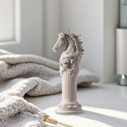 1个马图腾香薰蜡烛硅胶模具，DIY古典马头蜡烛模具，浮雕罗马柱装饰模具