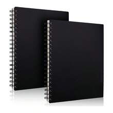 1pc A5 Spiral Notebook, Black Cover, 60 Grid Pages, Thick Kraft Paper Lined Blank Notebook, Simple For Students And Practice
