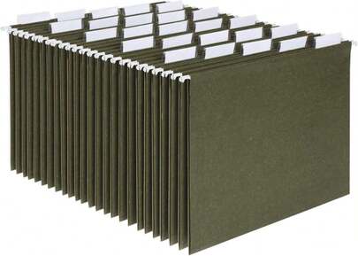 Pendaflex Hanging File Folders, Letter Size, Standard Green, 1_5-Cut Adjustable Tabs, 25 Per Box (81602), Standard Green - 1_5 Tabs