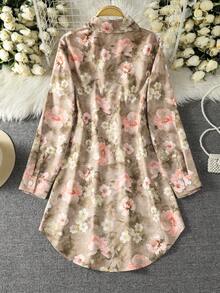 Women's Casual Floral & Leaf Print Arabic Style Top Vacation - Multicolor - View 2