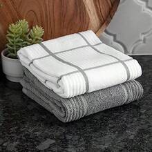 T-Fal Textiles - Toallas de Cocina de 2 Unidades, parquet, slido/Cheque, Paquete de 2, Gris, 2 Unidades - gris - Ver 7
