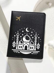 1件装斋月护照套，PU皮革材质，简约护照夹，飞机图案，家庭套装，旅行配件，适合商务旅行、度假旅行、行李袋、旅行包、过夜包，大容量耐用，旅行收纳整理，邮轮旅行必备，度假必备，男女皆宜，旅行必备，假日必备，旅行必备。 - 彩色 - 查看 7