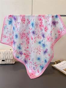 1pc Floral Print Bandana Scarf, Lightweight 70x70cm Square Headscarf For Women - Multicolor - View 5