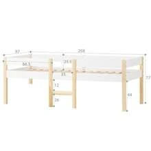 Children's Bed With Fall Protection, Solid Pine Wood - 90x200 Cm - White & Oak - White - View 2