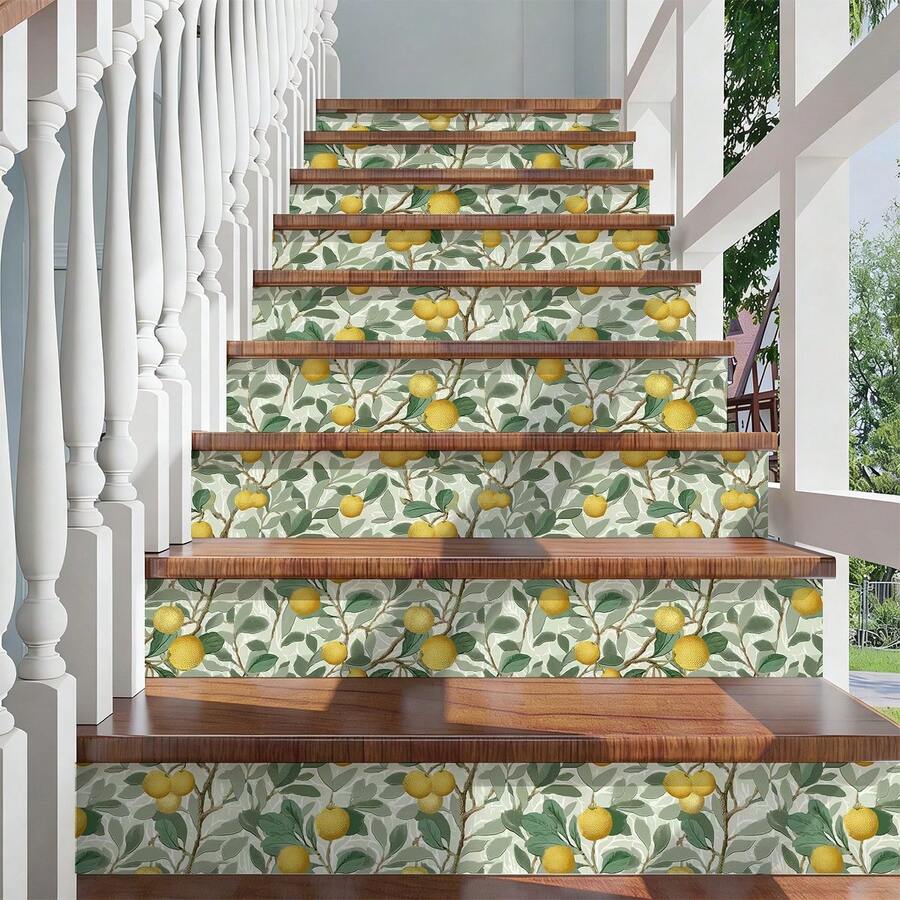 Papel de Parede Autoadesivo com Estampa de Plantas Cítricas Frescas (1 Rolo), Folhas Verde-Claro e Amarelo-Pálido, Galhos e Frutas, Removível, Vinil Adesivo, Fácil de Aplicar, Estilo Ilustração Vintage, Decoração para Casa com Arte da Natureza, 44 x 1000 cm (17,32 x 393,70 polegadas), Ideal para Sala de Estar, Cozinha, Quarto, Banheiro, Sala de Jantar, Renovação de Móveis, Fácil de Instalar - Multicolorido - Ver 1