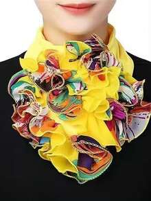 1件纯色欧美风百搭高领围巾，时尚女士复古装饰围巾，适合春夏穿着，也适合舞蹈、连衣裙和圣诞装饰等场合。 - 黑色 - 查看 11