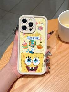 SPONGEBOB 1 styck stötsäkert telefonskal med mönster av tecknade blommor, hamburgare och SvampBob, kompatibelt med Samsung/kompatibelt med 17/16/15/14/13/12/11 Pro Max/12 Pro/14 Plus och andra modeller - Multifärgad - Visa 3