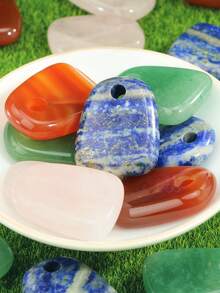 1pc 23mmx30mm Natural Stone Padlock Pendant For Jewellery Making-Trapezoidal Rose Quartz&Green Aventurine&Carnelian&Lapis Lazuli Pendant Suitable For DIY Necklaces, Bracelets And Other Jewellery.Essential For Handicraft Enthusiasts - Multicolor - View 2