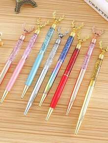 1支闪光鹿圆珠笔，金粉油性金属圆珠笔，适合作为员工礼物、情人节礼物 - 彩色 - 查看 3