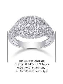 Nhẫn Moissanite bạc 925 cao cấp dành cho nữ, không gây dị ứng, thích hợp làm nhẫn đính hôn/cầu hôn, quà tặng ngày Valentine/sinh nhật, hộp quà chống oxy hóa. - Bạc - Xem 3