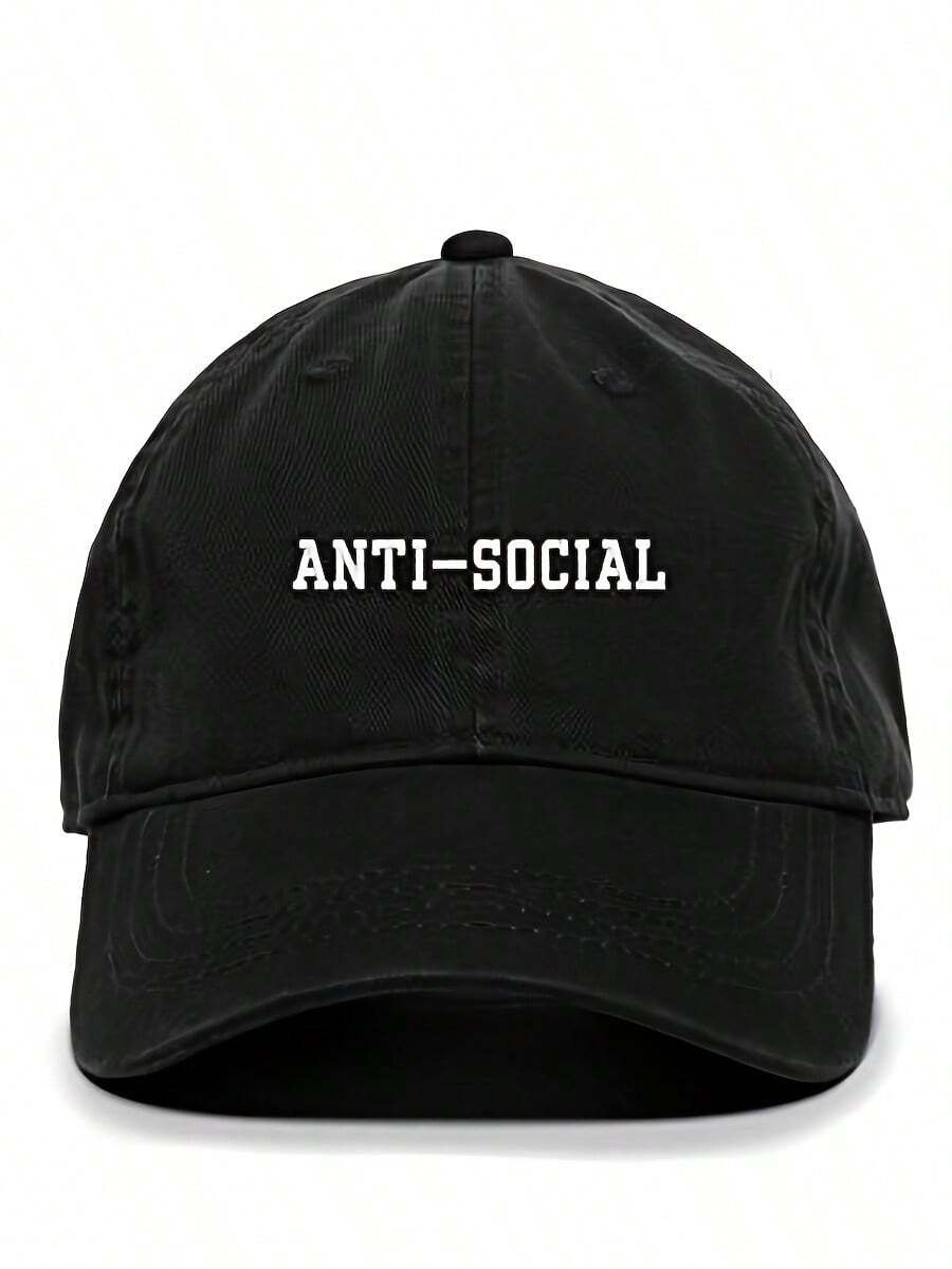 Anti Social Baseball Cap Embroidered Cotton Adjustable Dad Hat - Color 1 - View 1