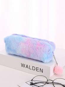 Gradient Color Cute Girl Plush Octagonal Pencil Case, Simple Student Stationery Storage Bag - Multicolor - View 9