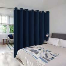 Patio Door Curtain Sound Blocking, Bedroom Privacy Room Divider Curtain Screen Partitions, Thermal Insulated Blackout Closet Sliding Door Curtain (1 Panel, 8.3ft Wide By 7ft Long, Gray) - NAVY - 查看 12