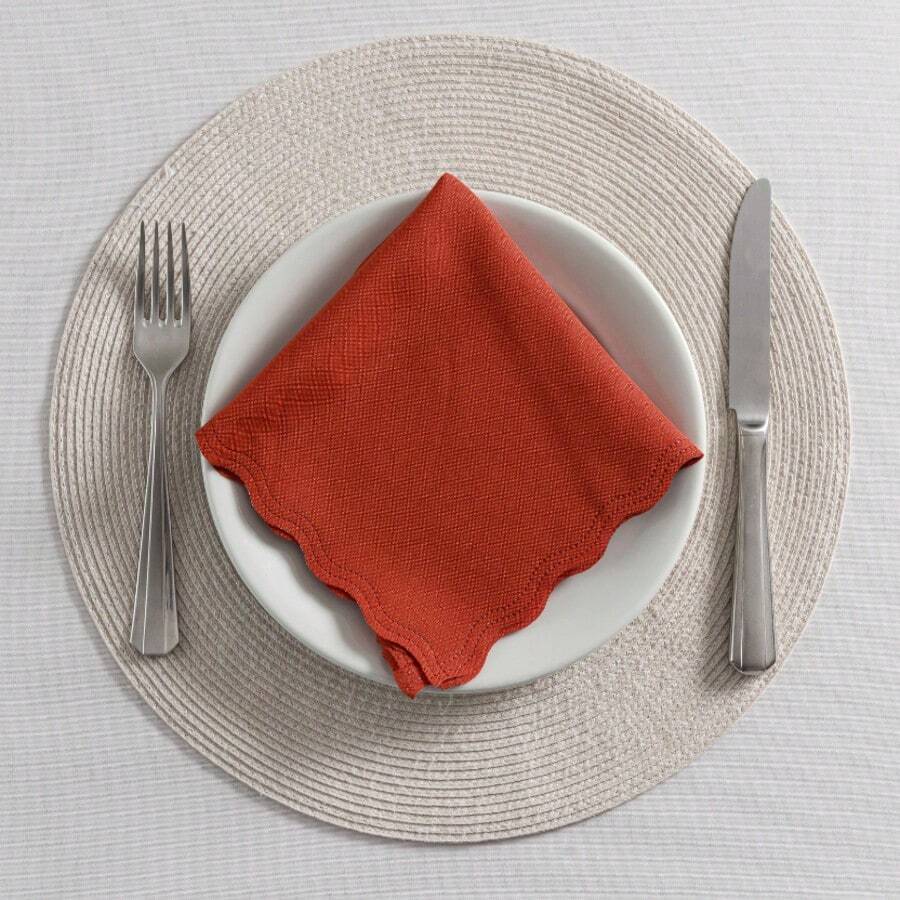 Fabric Napkin Set Of 10 Oxford Laser Finish - Terracotta - View 1