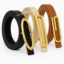 Set Of 3 Women's Belts, Mixes With Assorted Buckles, Casual Style. - 黑色,米色,焦糖色 - 查看 2