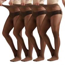 高腰无缝裸色舒适女士连裤袜，大码透明塑形紧身裤，性感肤色丝袜，适合派对和日常穿着 - 彩色 - 查看 1