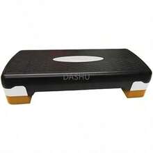 BANCO STEP DE AEROBICS EN PLASTICO PVC REFORZADO, PLATAFORMA AJUSTABLE 2 ALTURAS NEGRO/BLANCO/DORADO - por defecto - Ver 2