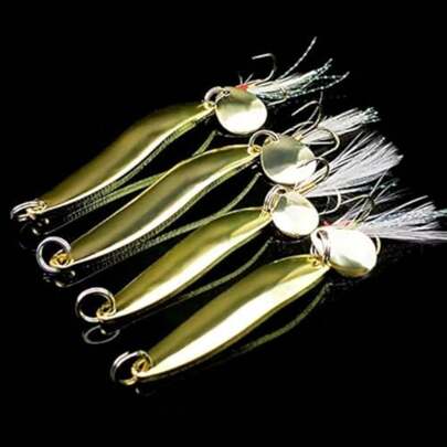 4pcs Metal Jigs Fishing Lures Sinking Spoons With Silver Finish For Pike Salmon Bass Swimbait Jigging Bait With High-Performance Spinner