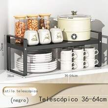 CYPNOrganizador de Encimera CocinaEstante de Gabinete Extensible 14.17"~25.19" Estante de Almacenamiento de Especias de Cocina Estante de Despensa de Gabinete para Cocina Baño Sala Armario y DespensaFashion - 28 W 17 H - Ver 4