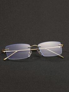 1 Pair Retro Frameless Metal Business Fashion Men's Clear Lens Glasses - Multicolor - View 3