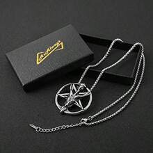 Collar satanás demonio acero inoxidable retro gótico invertido pentagrama baphomet cabeza cabra cruz colgante joyería alternativa - como en la foto - Ver 7