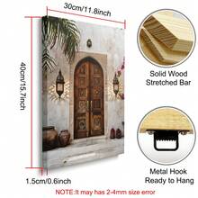 1pc Framed/Unframed Islamic Mosque Canvas Poster Boho Muslim Architecture Moroccan Door Wall Art Print Ramadan Decor Mediterranean Religious Painting For Apartment,Living Room,Bedroom,Modern Home Decoration - Multicolor - View 8