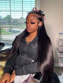 NATAN 180% 真发假发 - 13x4 隐形蕾丝前额，触感如真发！无需胶水，超透气（完美适用于女性，送礼佳品，日常佩戴亦可） - 自然色&黑色系 - 查看 2