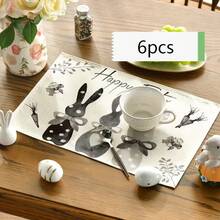 1/2/4/6/8/300 Pcs Luxury Placemat Set, Featuring Modern Minimalist Easter Bunny Pattern Design. Size: 12*18 Inches/30*45 Cm, Multiple Patterns Available, Suitable For Easter Dining And Home Decor. - Multicolor - View 20