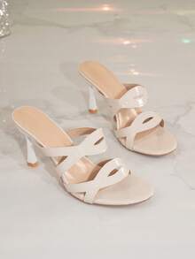 女士新款夏季细跟露趾防滑单带百搭凉鞋 - 白色 - 查看 1