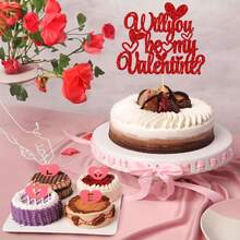 1pc Red & Pink "Will You Be My Valentine?" Cake Topper, Decoration For Valentine's Day Proposal Party - Red - View 8