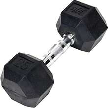 JFIT Rubber Hex Dumbbells - 8 Size Options - Hex Shaped Heads Prevent Rolling and Injury - Ergonomic Hand Weights for Exercise, Muscle, Strength and Weight Training(25 libras individuales) - Multicolor - Ver 1