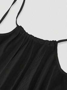 Women Breathable Sleeveless Dress Spring Summer Fashion Casual Solid Color Cozy Dress Outdoor Event Loose Fit Comfort Dress  Sleeveless    Knee Length - 黑色 - 查看 6