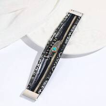 1pc Bohemian Style Beaded, Feather & Leather Women Bracelet, Creative Vintage Turquoise Magnetic Clasp Wristband, Versatile For Party And Daily Wear - Bracelet - View 6
