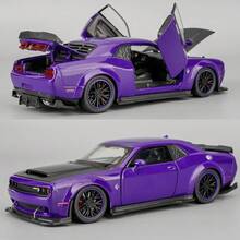 1:32 Zinc Alloy Chevrolet Camaro Sedan Model, Collectible Die-Cast Toy With Openable Doors, Exhibition-Grade Realistic Static Display Ornament, Highly Detailed Home Desktop Decoration, Birthday & Christmas Gift For Kids And Collectors - Màu tím  Violet - Xem 3
