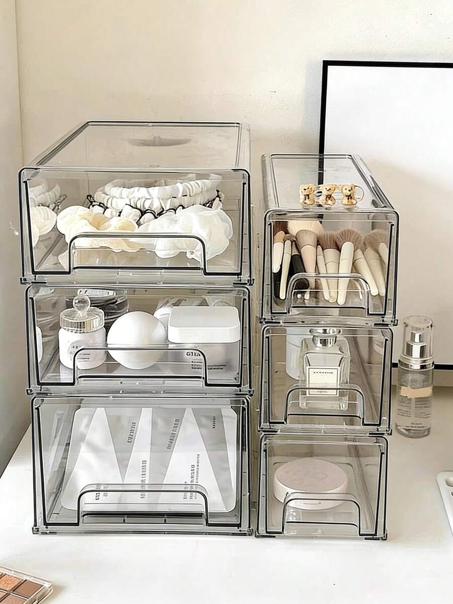 1 Stück transparente Desktop Kosmetik Aufbewahrungsbox, Schubladentyp Desktop Gesichtsmaske Sortierbox, hochkapazitive Acryl Hautpflege Produkt Aufbewahrungsbox, Desktop Displaybox, staubdichte Aufbewahrungsschublade, multifunktionale Aufbewahrungsbox, platzsparende Stapelaufbewahrung, geeignet für Schlafzimmer, Badezimmer, Schrank, Büro und andere Aufbewahrungsboxen, Heimdekoration, Heimaufbewahrungsbedarf - Transparent - Übersicht 1