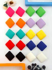 Betykuku 9 Pairs Colorful Heart Shaped Stud Earrings, Minimalist & Fashionable For Casual Daily Wear - square - View 2