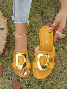 2026 Summer New Arrival Slip-On Sandals, Flat Sandals For Women - Yellow - View 1