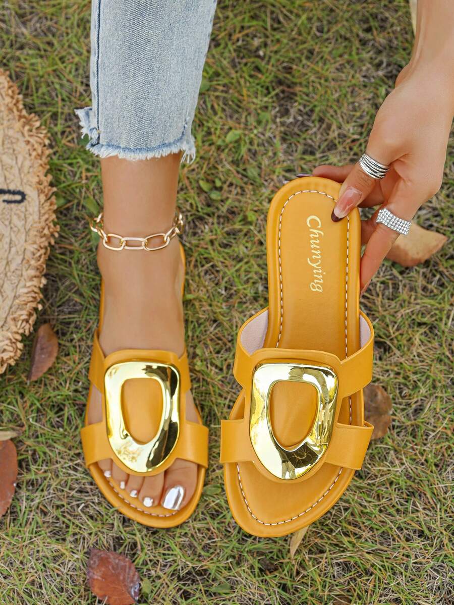 2026 Summer New Arrival Slip-On Sandals, Flat Sandals For Women - Yellow - View 1