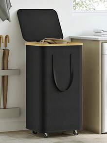 110L Wheeled Bamboo Laundry Basket With Lid - Includes Detachable Laundry Bag, Foldable Dirty Clothes Basket With Handle, Extra Large Capacity Dirty Clothes Hamper, Collapsible Fabric Laundry Basket, Home Laundry Storage Bin - Multicolor - View 1