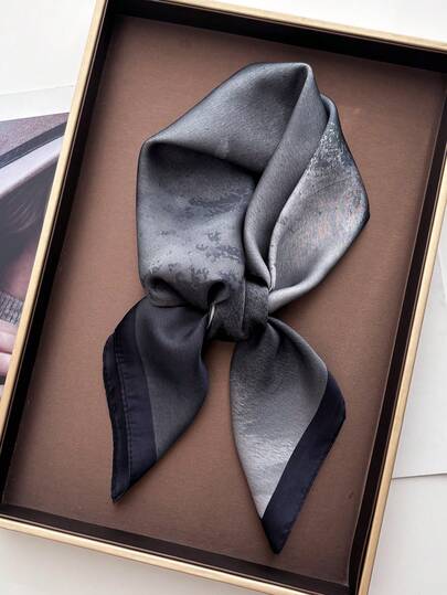 1pc Imitation Silk Simple Checkerboard Print 70cm Square Scarf, Men's Bandana, Versatile Neck Scarf, Sun Protection