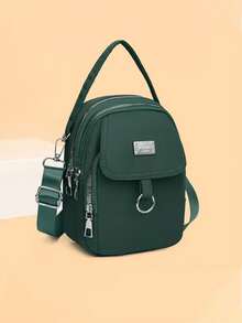 Seka Paul Women's Fashion Oxford Cloth Crossbody Bag, Solid Color Casual Versatile Shoulder Bag, Large Capacity Multi-Function Zipper Underarm Pocket, Commuter Portable Backpack, Polyester Lining, Lightweight And Durable, Metal Ring Decoration - Multicolor - View 20
