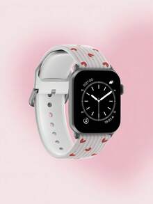 1 pezzo Cinturino per orologio in silicone morbido ed elastico, a righe rosa e bianche con cuore rosso, compatibile con smartwatch , Garmin, Honor, misure 38mm, 40mm, 41mm, 45mm, 44mm, 42mm, 46mm, 49mm, di stile casual e alla moda, disponibile in più colori, compatibile con Apple Watch Ultra SE/11/10/9/8/7/6/5/4/3/2/1 - Multicolore - Visualizzare 3